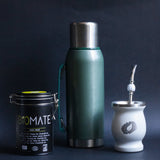 Pack Premium Kit Calebasse Bombilla Premium - Thermos Emeraude - Maté Bio - Biomate
